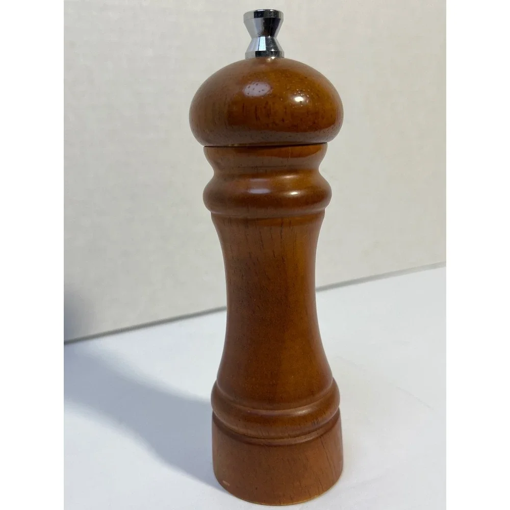 Vintage Spice Tree Wooden Pepper Mill Manual Spice Grinder Wood Chrome Knob